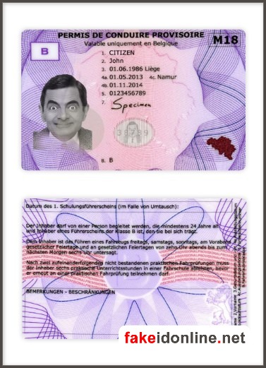 Belgium Driving License PSD Template Earlier